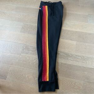 Aviator Nation Classic 4-Stripe Moto jogger Sweatpants xl black charcoal unisex